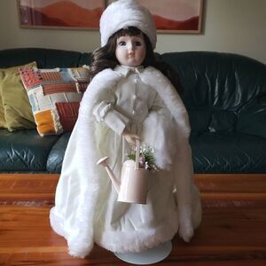 VINTAGE porcelain doll winter
